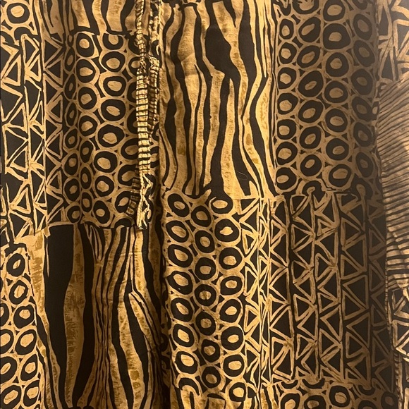 REVUE Patchwork Print Boho Palazzo Pants Women's M Brown Black - Picture 12 of 12